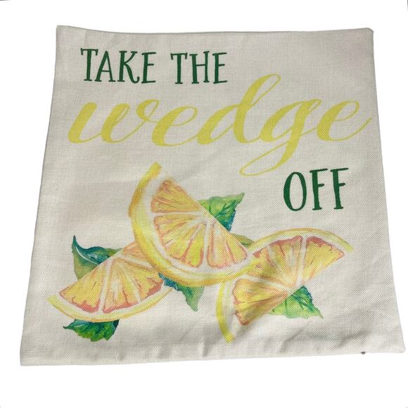 Lemon PILLOW COVER 17x17 "Take The Wedge Off" Burlap Zipper Throw Pillow Case - Picture 1 of 3